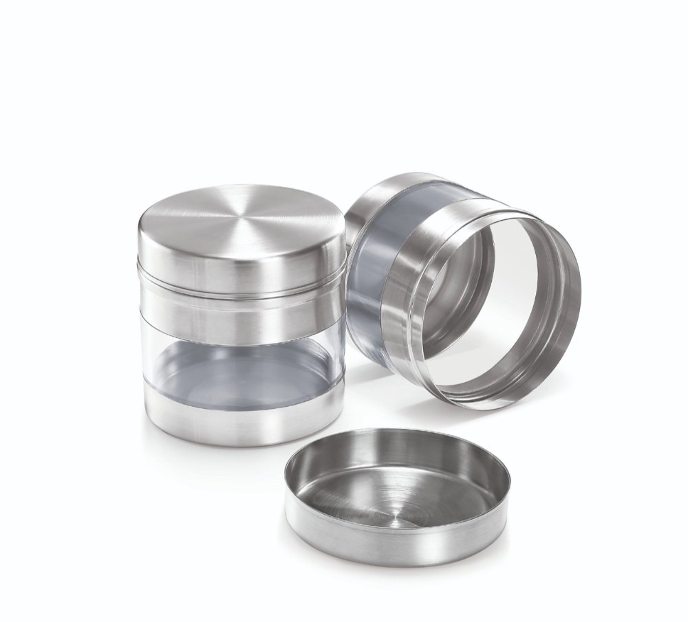 Stianless Steel 2 Pc SMART STORAGE JAR 1001, Grade: 202 Series Stainless Steel, 0.350 Ml Per Pc