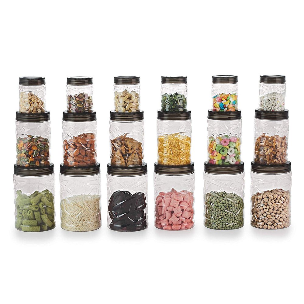 Food Storage Container Plastic 18-pcs Airtight Round Canister Set, For Kitchen, Medium