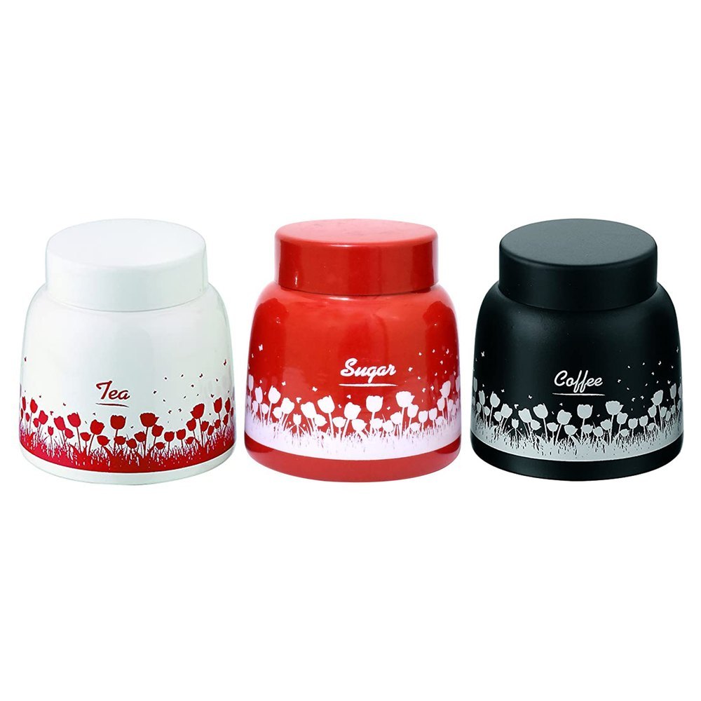 3 Piece SS Tea Coffee Sugar Canisters, For Home