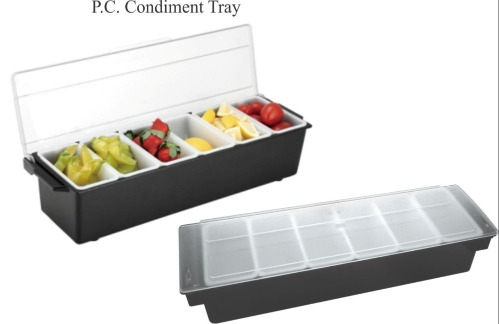 Metal Black Polycarbonate Condiment Tray, For Hotel, Shape: Oval