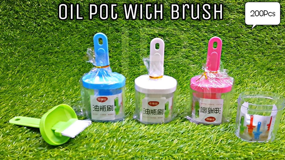 Plastic Oil Pot With Brush, For Home, Capacity: 250 ml