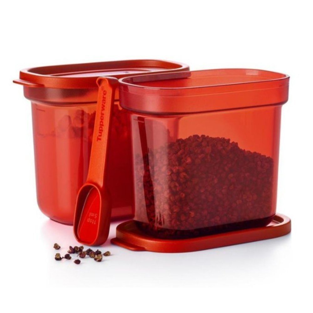 Red Thick Tupper Plastic Tupperware Pulses Storage Container