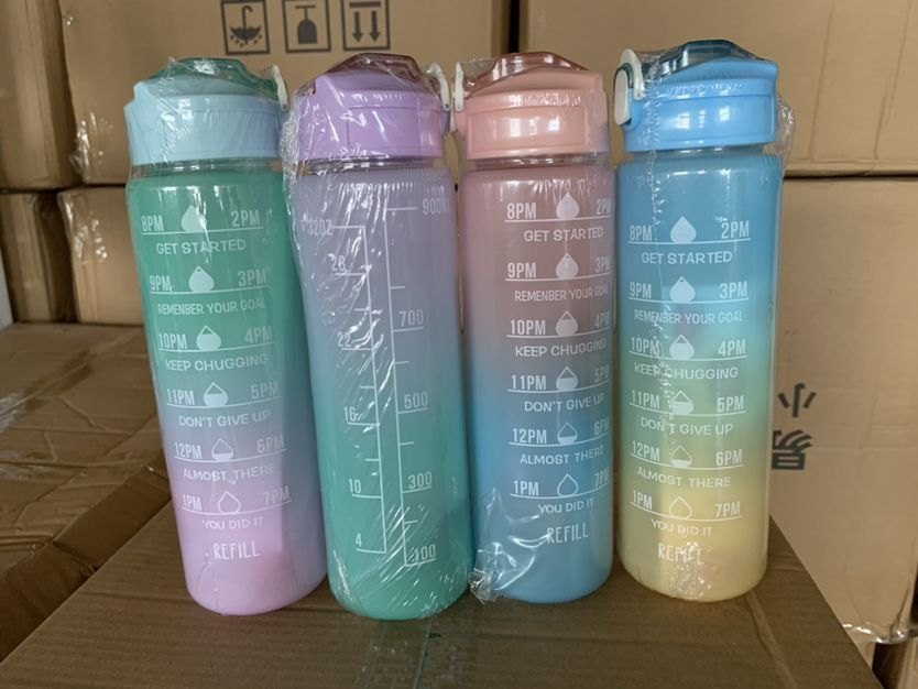 Plastic Multicolor Motivational Bottle For Drinking Water, 1 LTR