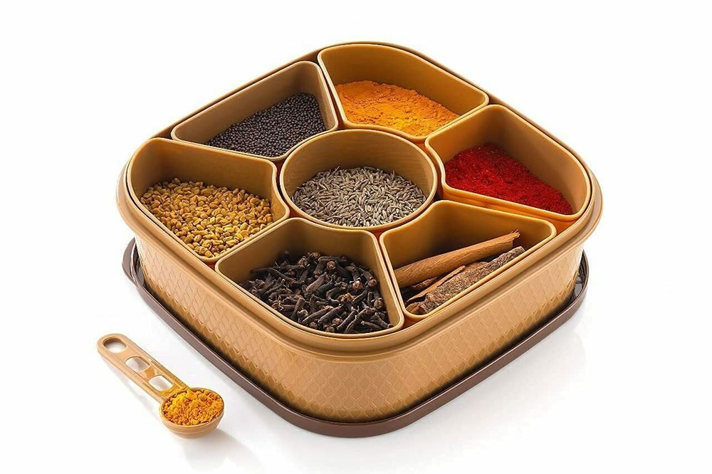 Zeenu Creation Plastic Tupperware Spice Box, For Kitchen