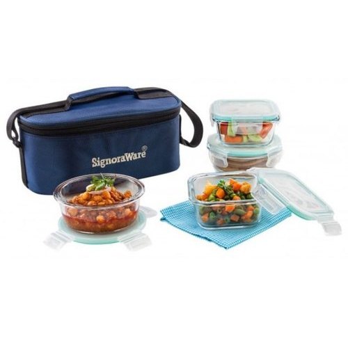 Signoraware Double Decker Crystal Lunch Box Set, Capacity: 400 + 320 mL