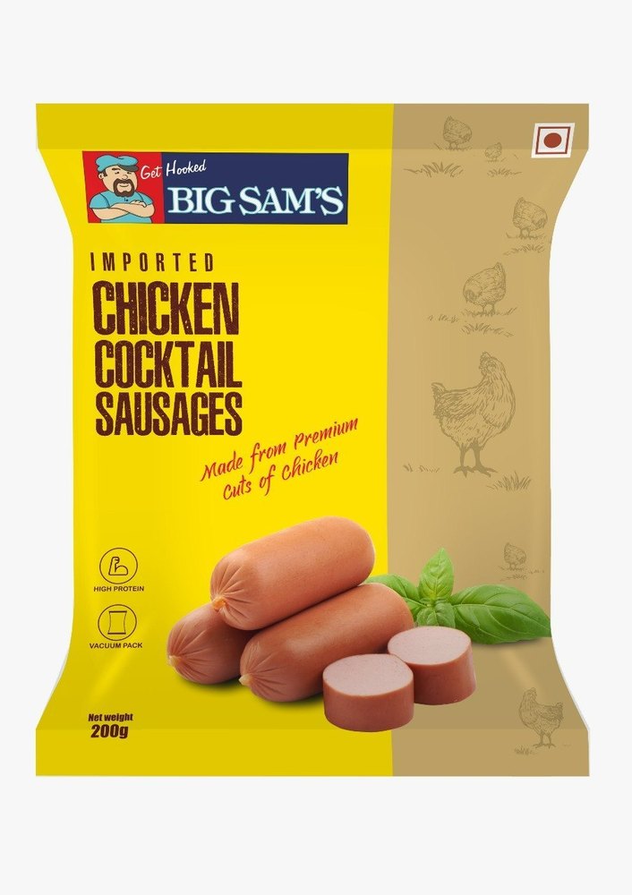 Big Sams Chicken Cocktail Sausages, Packaging Type: Packet, Packaging Size: 200 Gm
