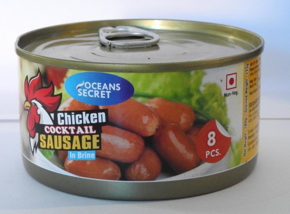 Oceans Secret Canned Chicken Cocktail Sausages, Packaging Size: 180g