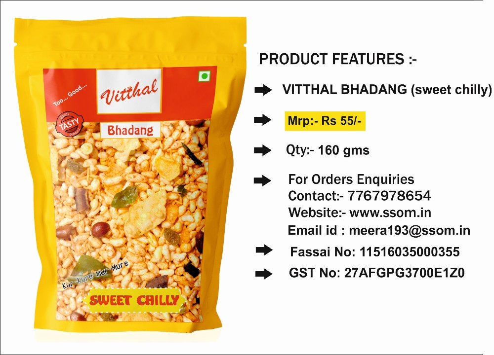 4 Months Vitthal Bhadang Sweet Chilly, Packaging Type: Standee Pouch, Packaging Size: 160 Gm