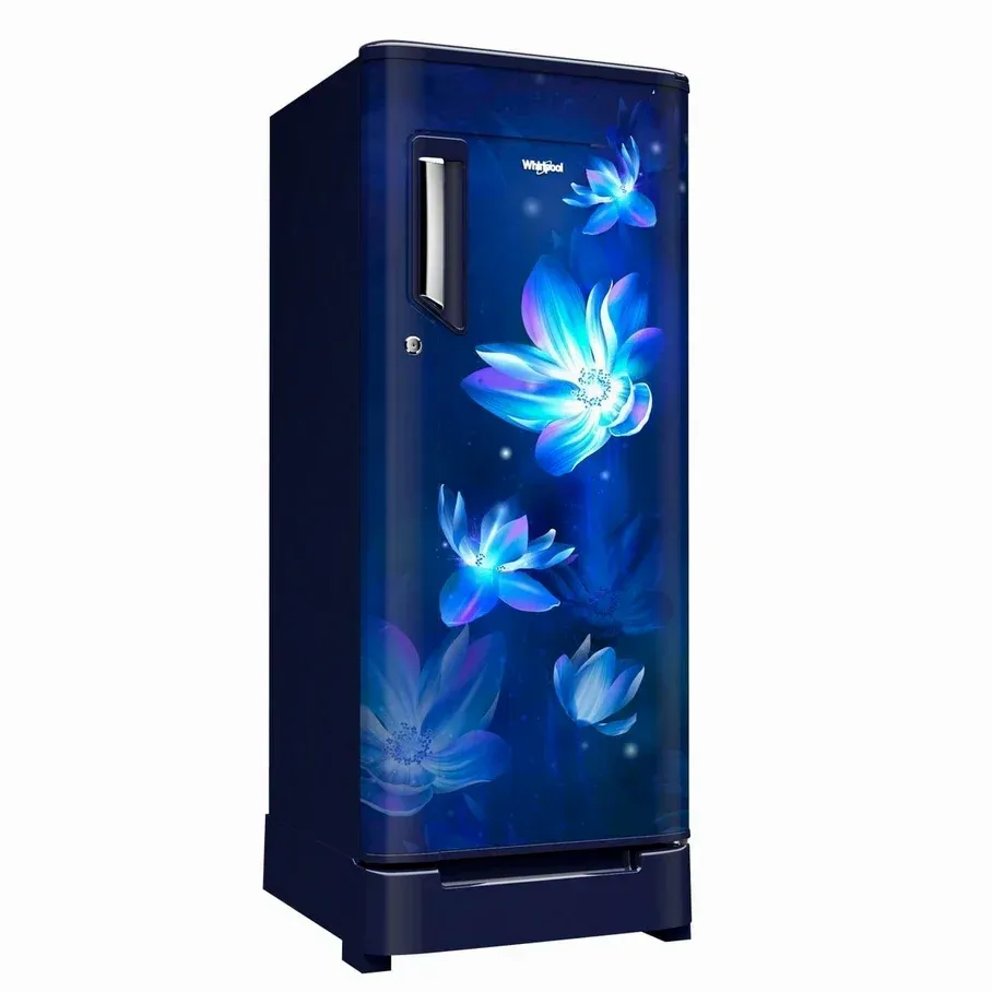 3 Star Blue Whirlpool Fridge 200 Litre, Single Door, Model Name/Number: 215 Roy Saphire Flower Rain