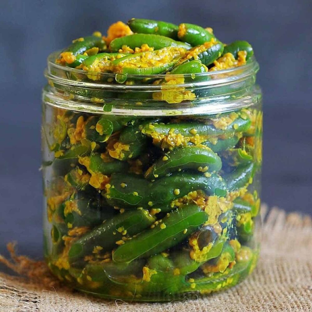 Spicy Green Chilli Pickle, Packaging Type: Jar, Packaging Size: 500 Gm img