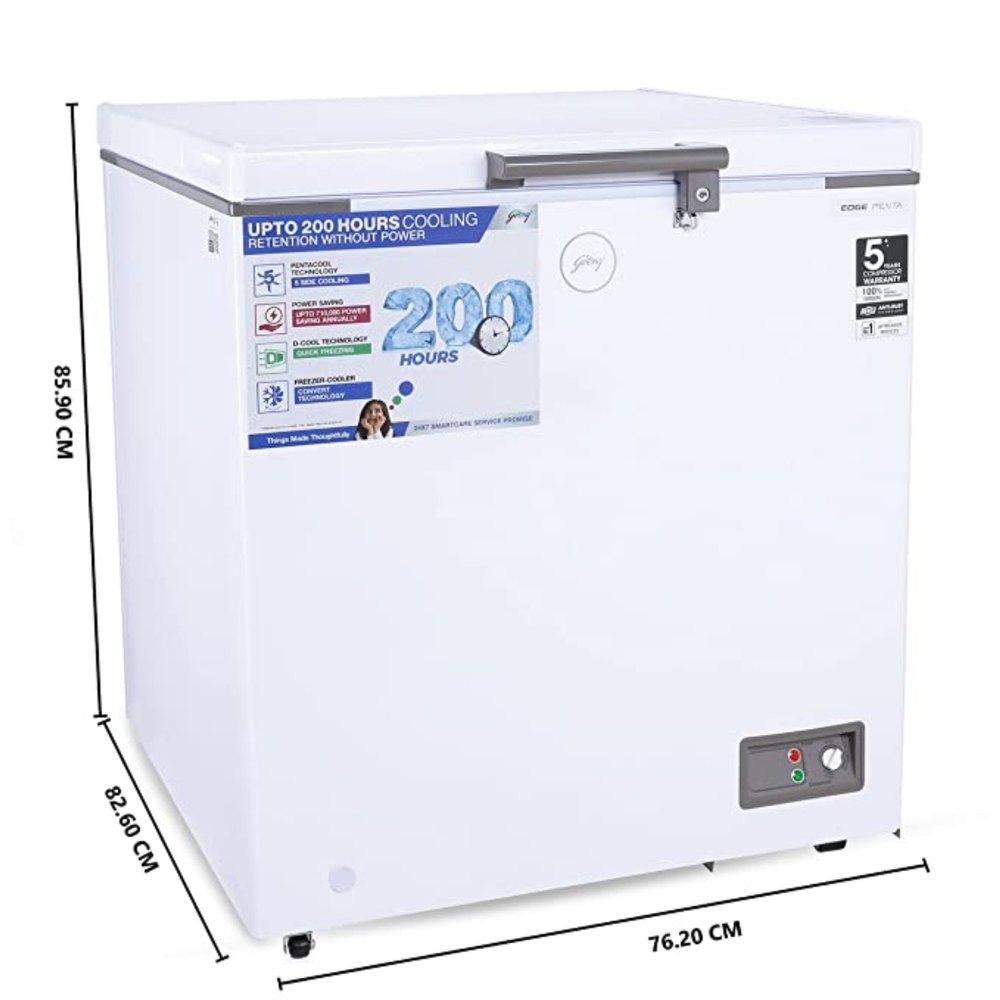 Capacity: 200 L Number of Doors: 1 Godrej Single Door Deep Freezer, 85x76x82 cm