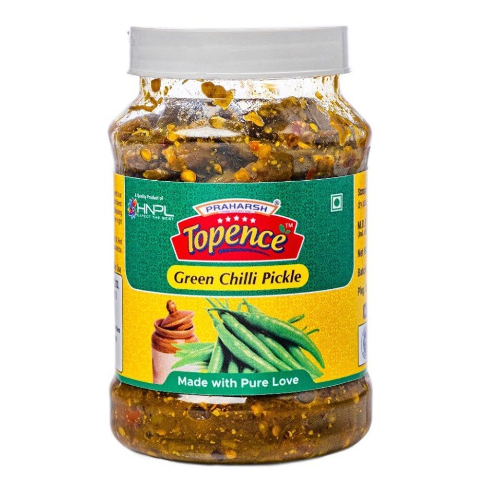 Topence Solid Green Chilli Pickle, Packaging Type: Jar, Packaging Size: 200 Gram img