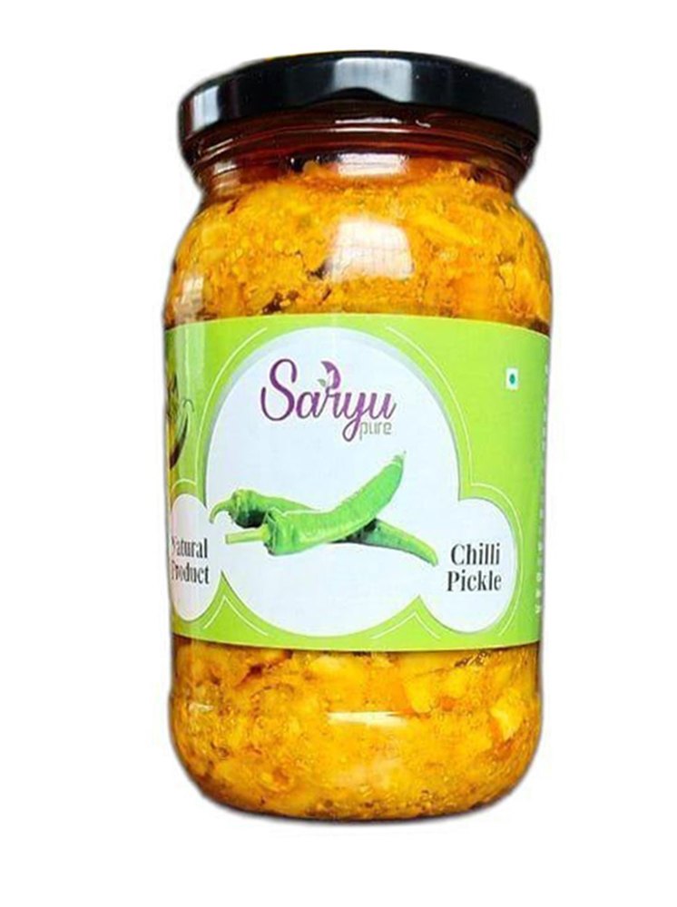 Saryu Pure Green Chilli Pickle, Packaging Type: Glass Jar, Packaging Size: 100gm img