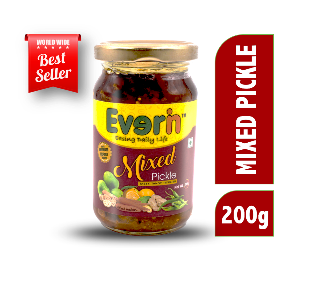 Everin Spicy 200 Gm Mixed Pickle, Packaging Type: Jar