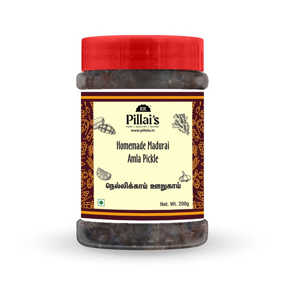 Pillai\'s Spicy Home Made Madurai Amla Pickle, Packaging Type: Jar, Packaging Size: 200gm