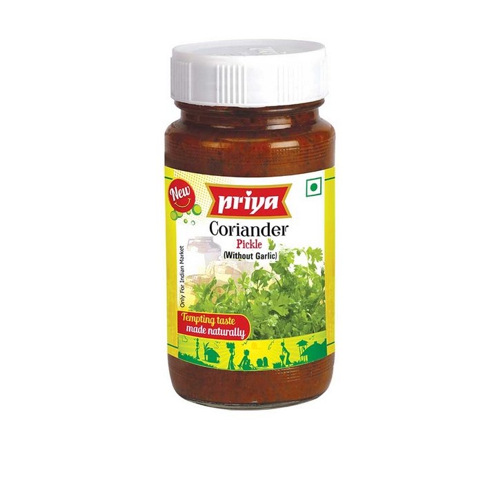 Priya 300g Coriander (Without Garlic) Pickles, Packaging Type: Bottle