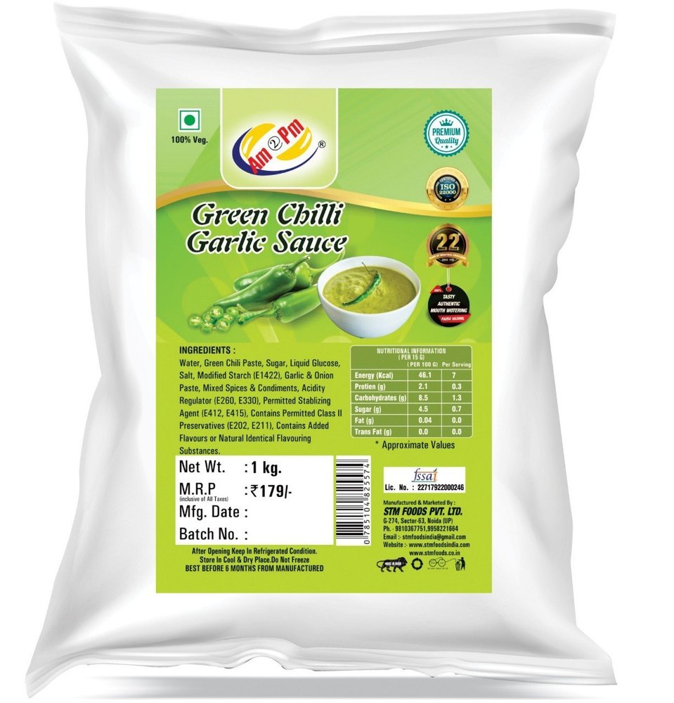 AM2PM Green Chilli Garlic Chutney, Packaging Type: Evoh Pouch, Vegetables & Spices