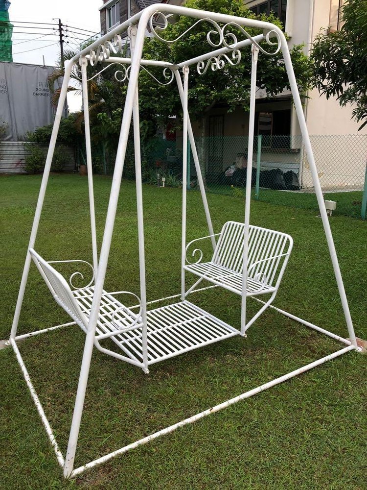 Widday Creation White MS Outdoor Garden Swing, Size: 9x5 Feet