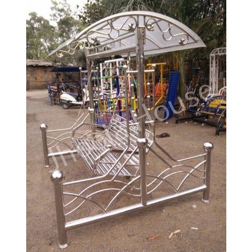 Jhoola House Silver Stainless Steel Swing, For Garden, Seating Capacity: 3 Seater