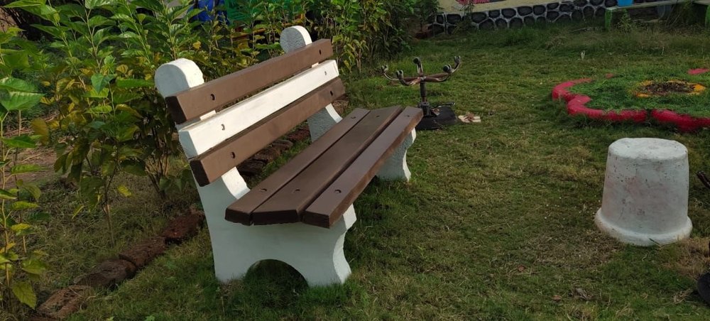 RCC Cement garden bench, With Backrest, 3 Seater