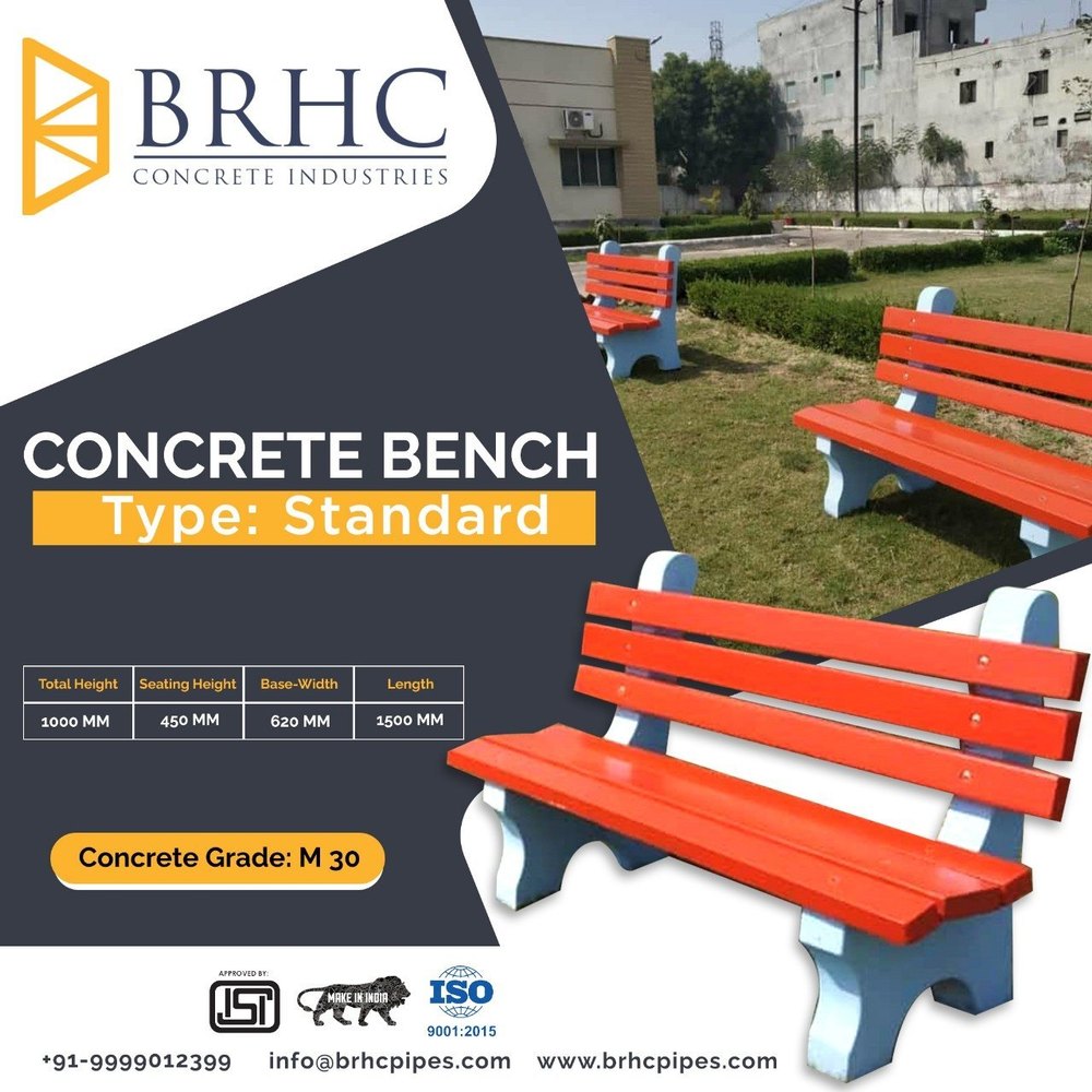 Concrete Modern Rcc Garden Bench, With Back