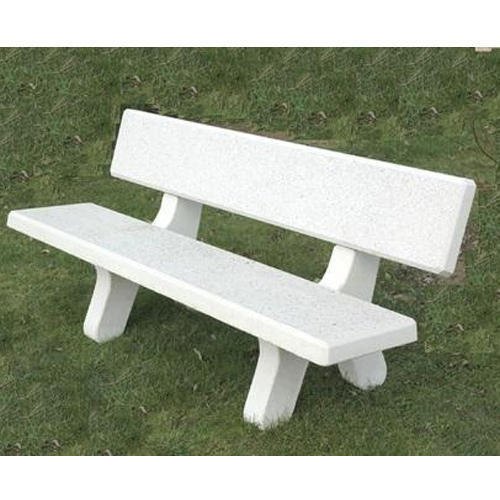 3 Seater White RCC Garden Bench, With Back