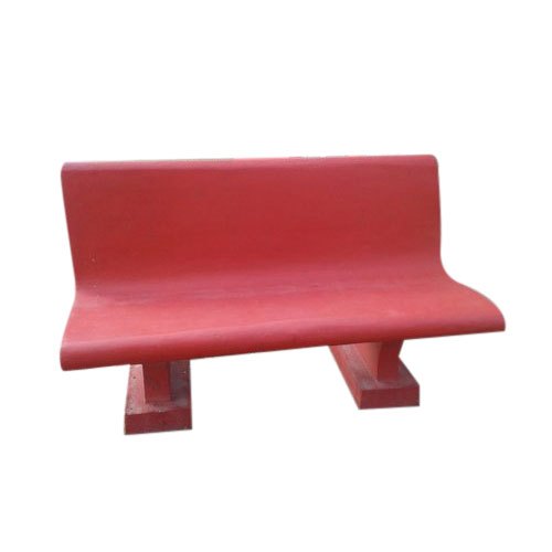 Red Rectangular RCC Precast Concrete Garden Bench, With Back