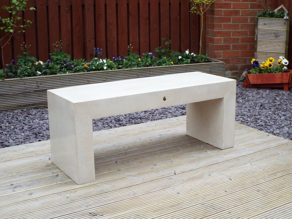 Outdoor Concrete Bench, Without Backrest, 3 Seater