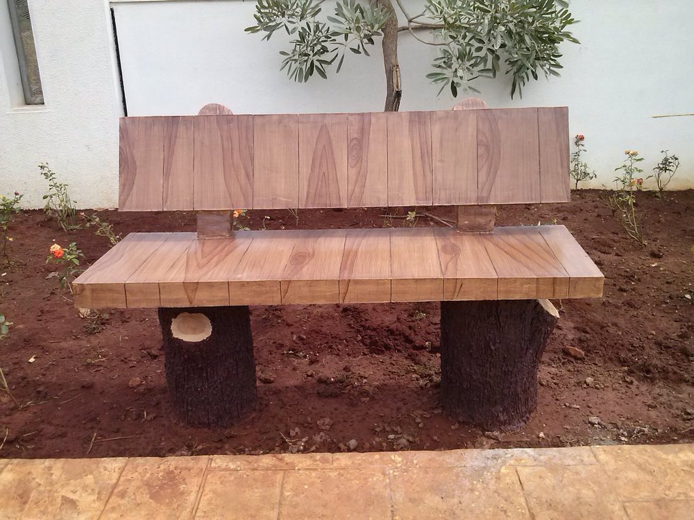 Ferrocrete Seating Bench, With Backrest, 3 Seater