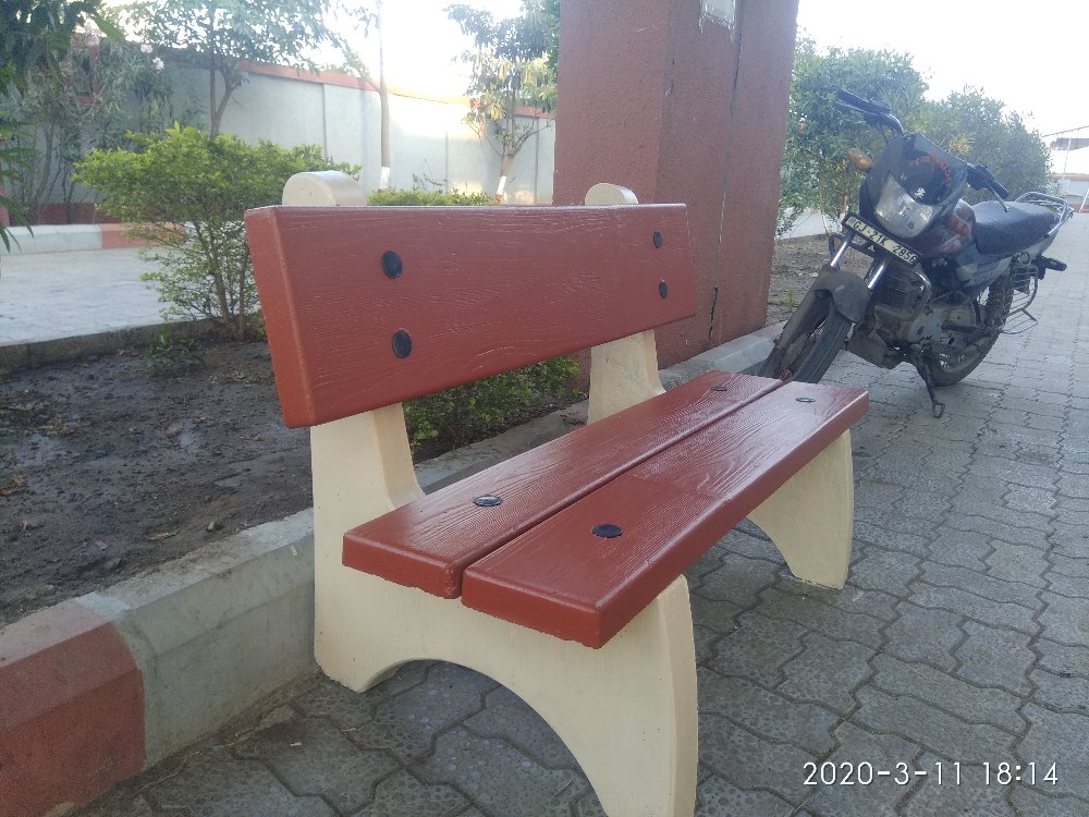 Cement Bench, With Backrest, 3 Seater