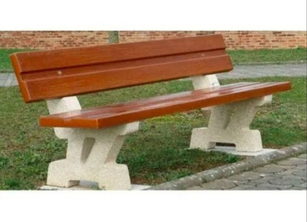 Modern 3 Seater Outdoor Concrete Bench with Back