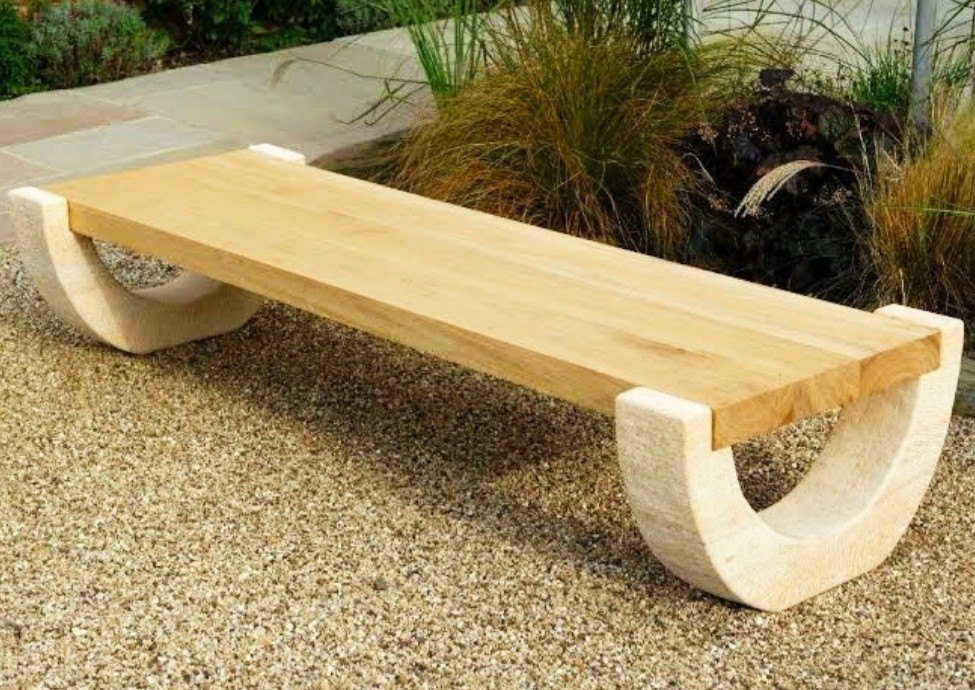 Stone Garden Bench, Without Backrest, 3 Seater