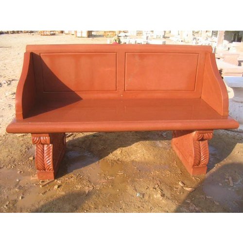 Red Stone Garden Bench Sofa With Back