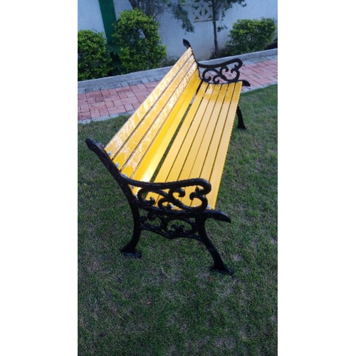 Wooden, Iron Garden Bench, With Backrest, 3 Seater