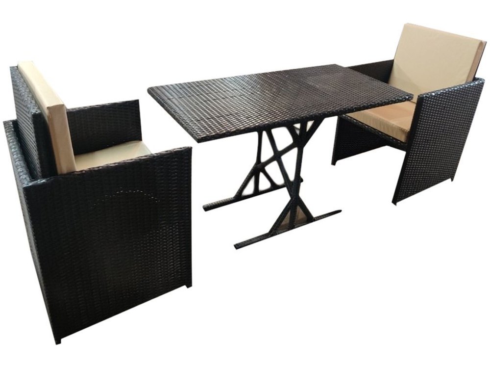 Brown Cane Outdoor Space Saving Tea Table Set