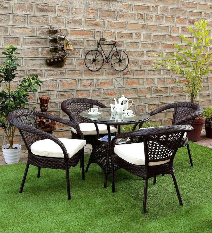 OUTDOOR FURNITURE GARDEN PATIO SEATING SET 1 4 4 CHAIRS AND TABLE SET BALCON