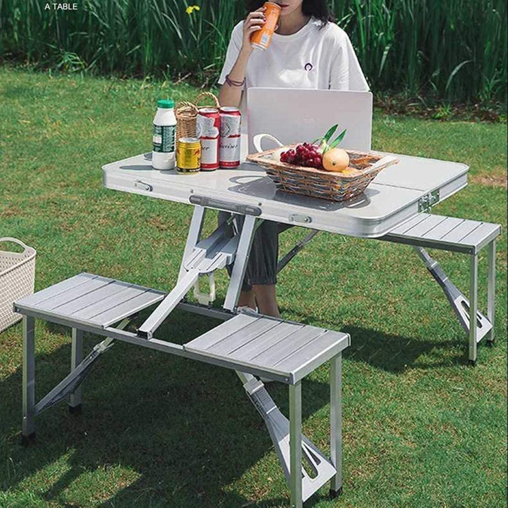 New Heavy Duty Aluminum Portable Folding Picnic Tables (Silver, Orange, Blue, Green)