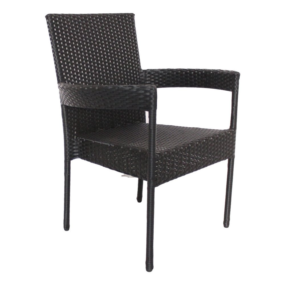 Black Metal Outdoor Cane Chair, With Armrest