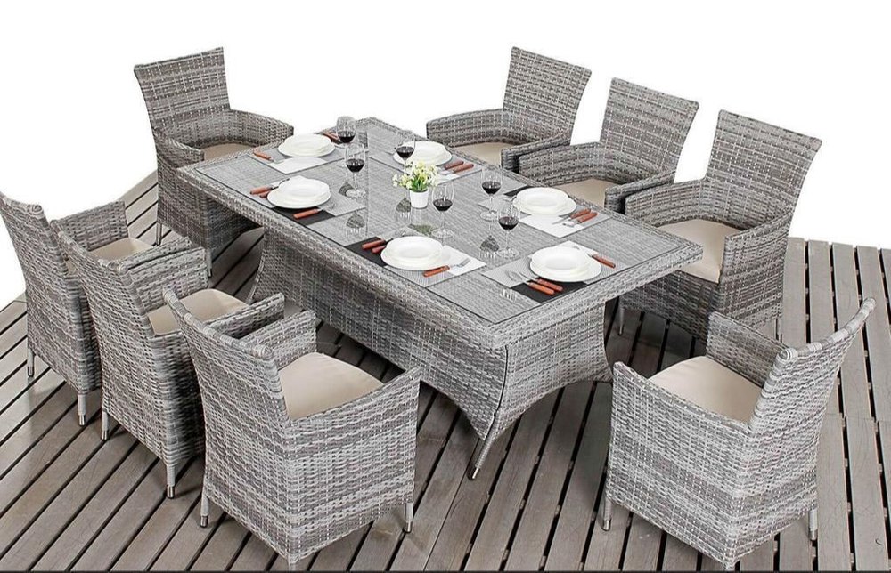 Iron Grey Outdoor Wicker Dining Table & Chair Set