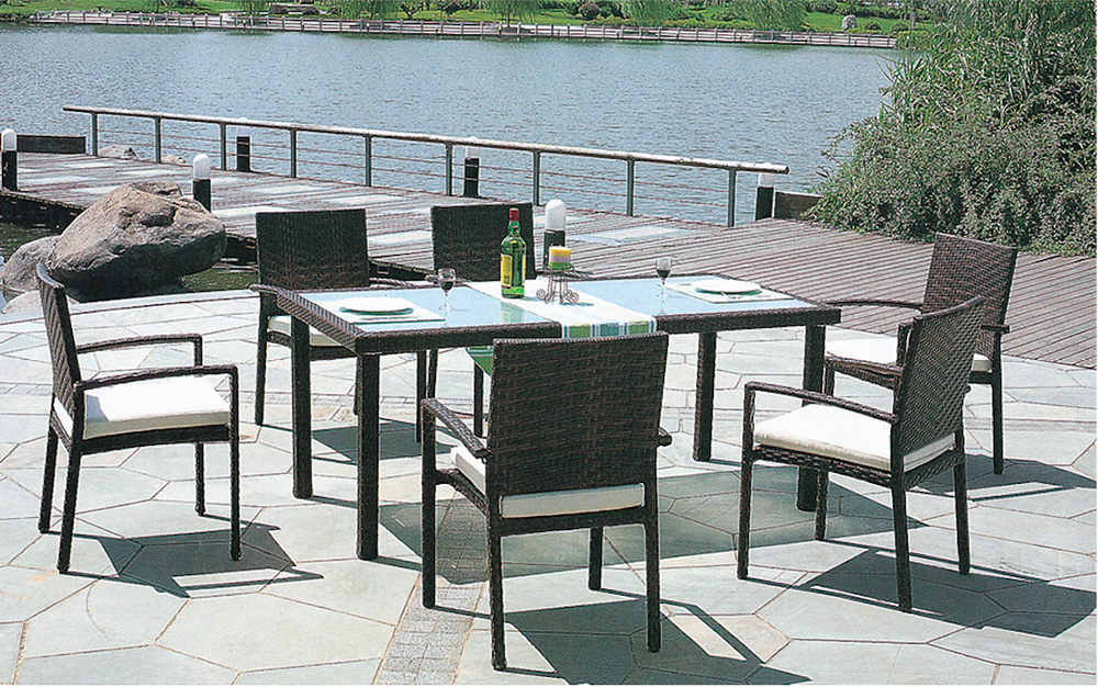 Plain Style Outdoor Wicker Dining Table Set, For Hotel