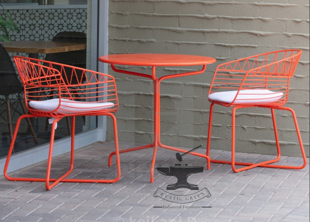 Orange Outdoor Furniture For Cafe, Round