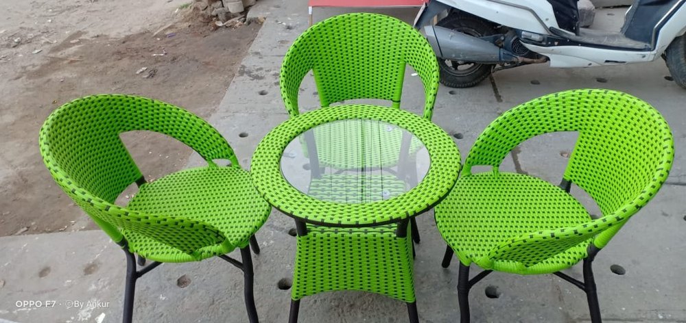 Wicker Green Outdoor Table Set