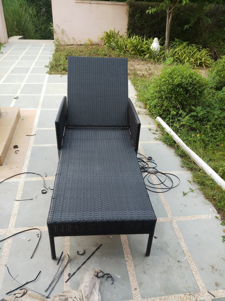 Wooden Brown Outdoor Sun Lounger