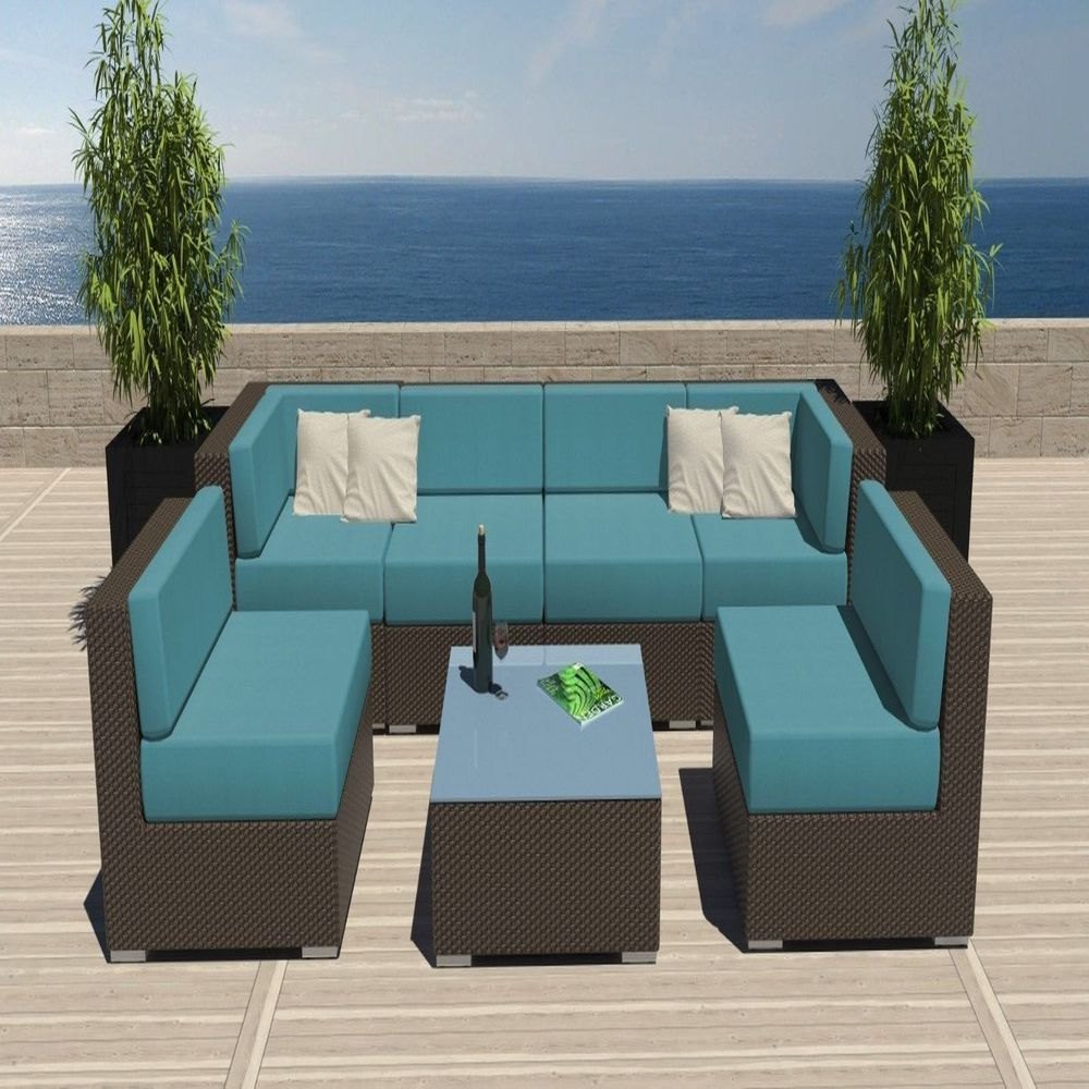 Modern Grey, Sky Blue CFI-077 Eight Seater Terrace Outdoor Sofa Set