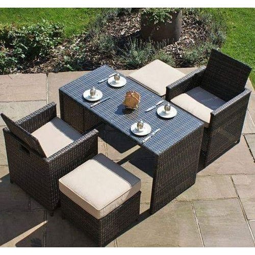 Iron and Plastic Brown Modern Outdoor Table Chair Set