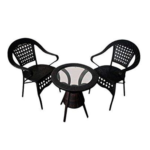 70 X 50 X 50 cm Black Universal Furniture, Garden & Balcony Table with 2 Chairs