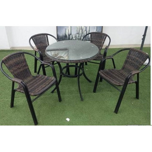 Mild Steel Brown Metal Garden Table And Chair