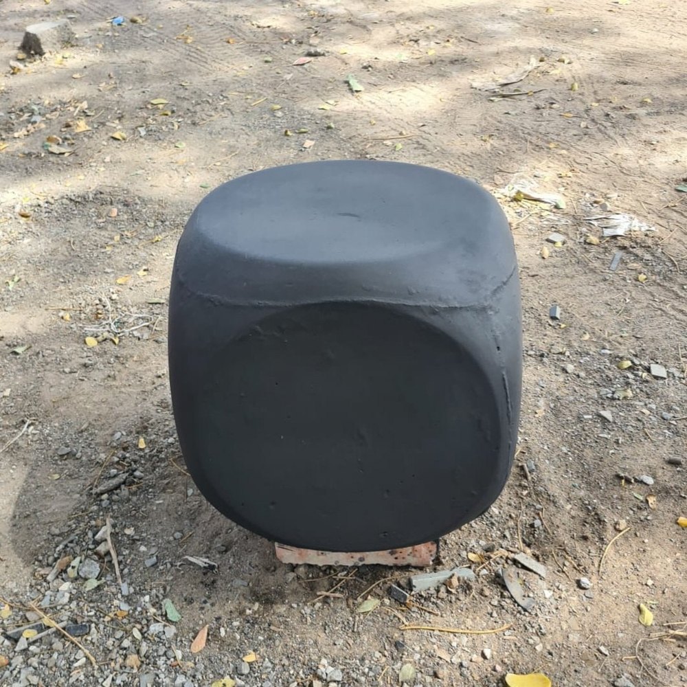 Black 12x12x17 Inch Square Cement Trunk Garden Stool