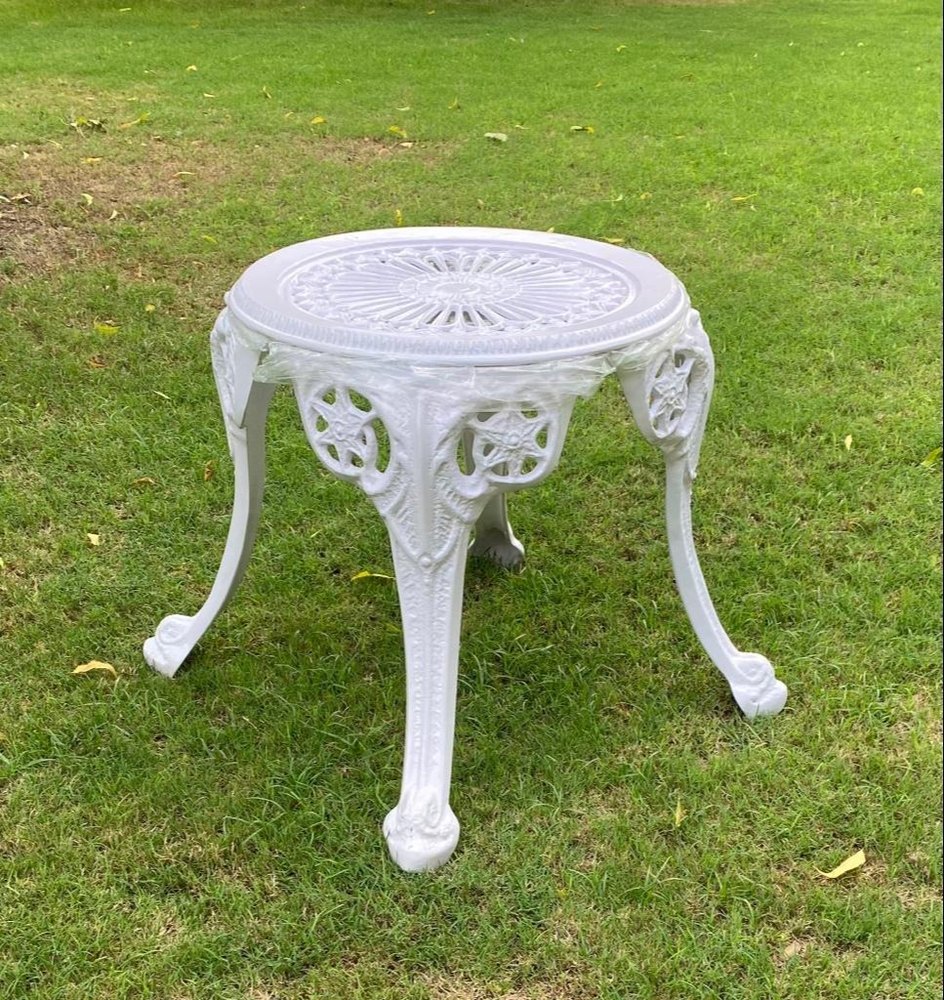 Art & Adobe Round Cast Aluminum Stool, For Garden