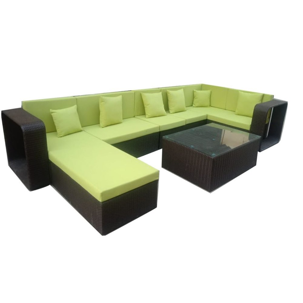 Fabric Wicker L Shape Sofa Set, Without Lounger, Living Room